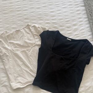 Garage Black and White Square Neck Tees